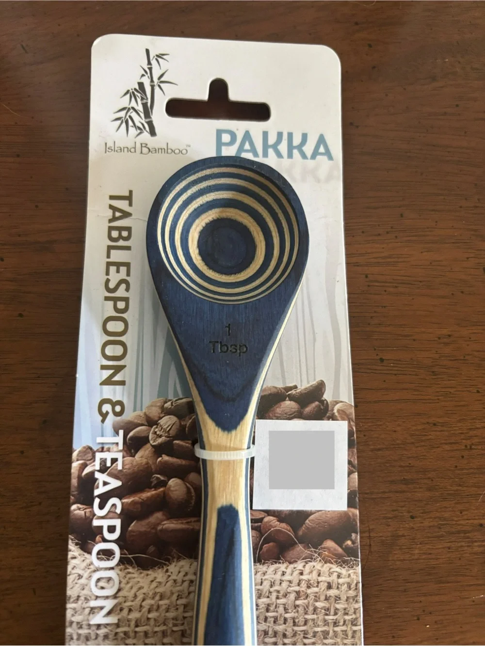 Blue and Natural Bamboo Double-Ended Tablespoon & Teaspoon